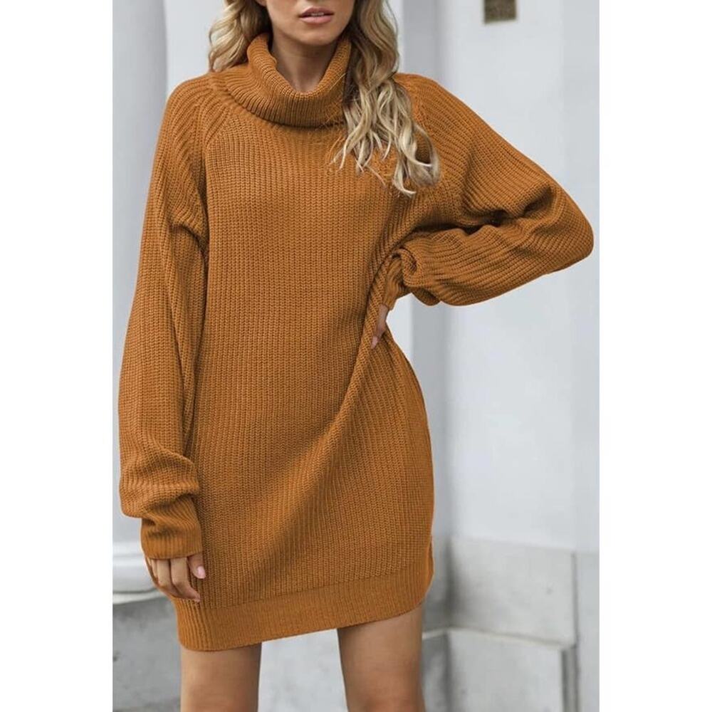 Oversized Loose Turtleneck Pullover Sweater Dress w/ Pockets Size Small - Picture 3 of 7